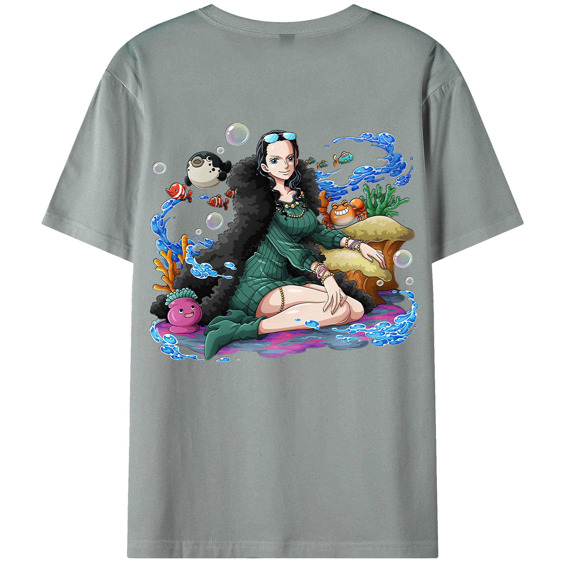 ワンピース ニコ・ロビン ONE PIECE Nico Robin 綿100％ メンズ半袖Tシャツ（バックプリント） 通気性